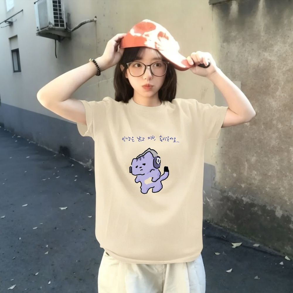 Camiseta com estampa de texto  - Korean Women Lifestyle avaliação e preço